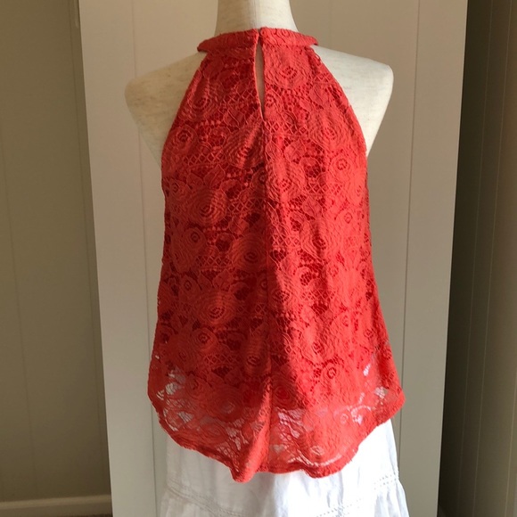 SALE! Lace Flowing Sexy Halter Top in Gorgeous Coral Color Sz M EUC! - Picture 2 of 9